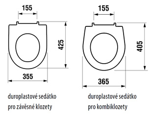 Sedátko Lyra plus duroplast, nerezové úchyty, bílé (kombi klozety, mimo Rimfree)