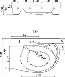 RAVAK Umyvadlo ROSA COMFORT, Levé,  XJ8L1100000