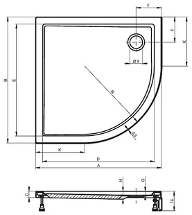 Sprchová vanička Davos 120x120x4,5 289*, RIHO