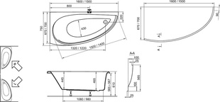 RAVAK Vana  AVOCADO 150x75, Pravá, CS01000000