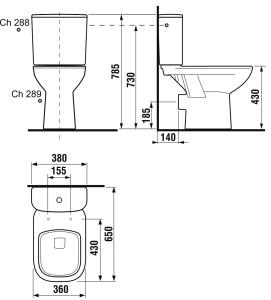 JIKA - Kombinační klozet JIKA DEEP BY JIKA, vodorovný odpad 8.2661.6