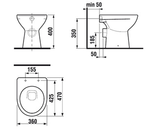 Lyra plus klozet stojící 40 cm vodorovný odpad/hluboké splachování, bílý