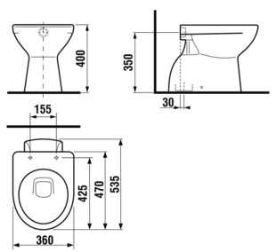 Lyra plus klozet stojící 40 cm spodní odpad/hluboké splachování, bílý