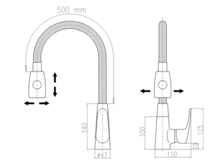 Slezák-RAV: Vodovodní baterie dřezová s flexibilním ramínkem AMUR AM719.0/12B