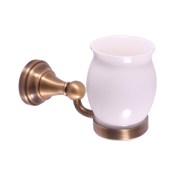 Slezák-RAV: Držák kartáčků keramika stará mosaz Morava Retro MKA0201SM