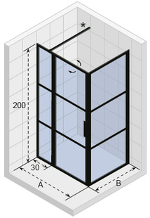 Sprchová zástěna  GRID GB203 1100 x 800 x 2000, RIHO