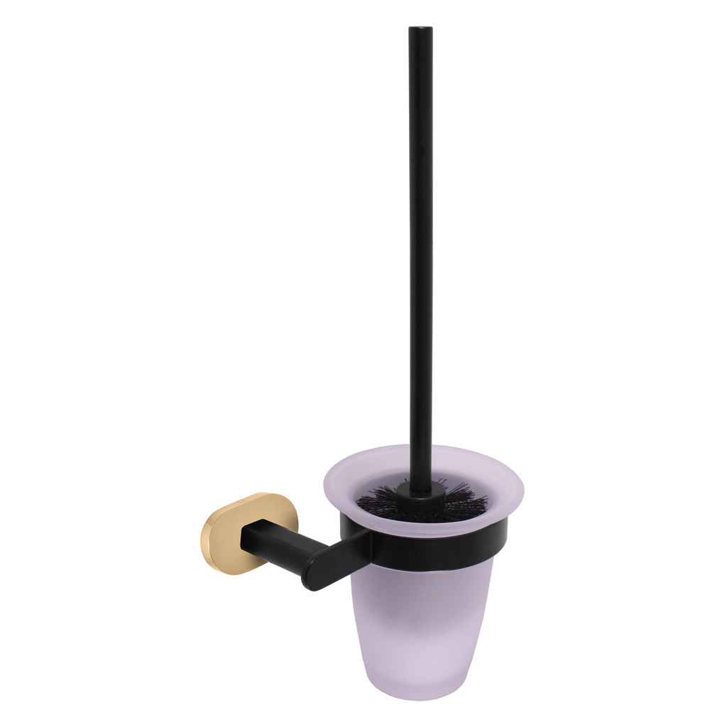 Slezak-Rav: WC štětka, miska sklo černá matná/zlato YUKONYUA0500CMATZ