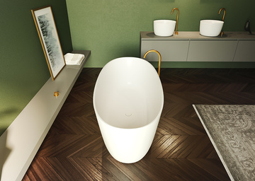 RIHO: Vana volně stojící OVAL 160x72 SOLID SURFACE