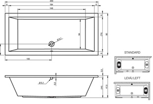 Vana LUSSO 200x90 BA60 RIHO