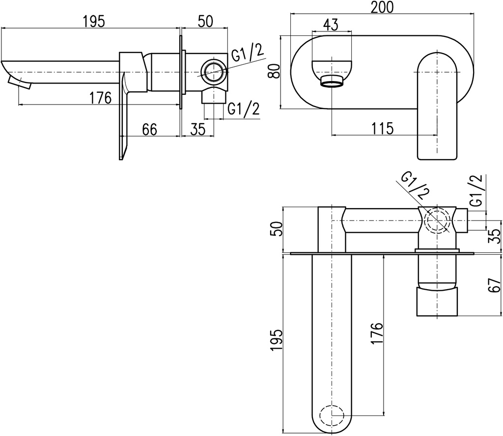 Slezák-RAV: Vodovodní baterie umyvadlová vestavěná NIL - zlatá růžová - kartáčovaná NL135ZRK