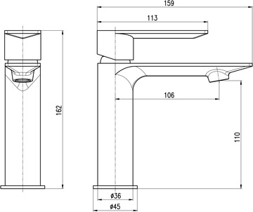 Slezák-RAV: Vodovodní baterie umyvadlová NIL - metal grey - lesklá NL126.5MGL