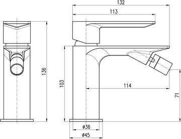 Slezák-RAV: Vodovodní baterie bidetová NIL - metal grey - kartáčovaná NL144.5MGK
