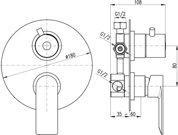 Slezák-RAV: Vodovodní baterie vanová/sprchová 3-cestná vestavěná s přepínačem NIL - metal grey - kartáčovaná NL187.3MGK